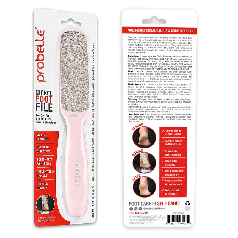 Probelle Double Sided Multidirectional Nickel Foot File Callus Remover - Immediately reduces calluses and corns to powder for instant results  safe tool (Pink) - Image 3